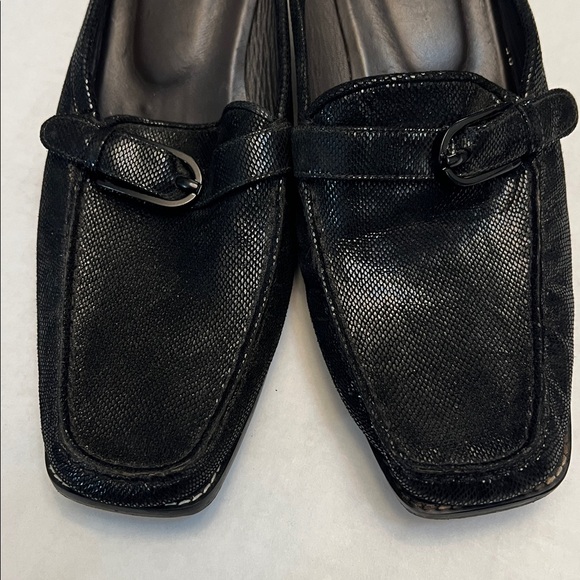 STUART WEITZMAN BLACK LEATHER MULES /SLIDES BLACK HEELS 9 - Picture 14 of 16